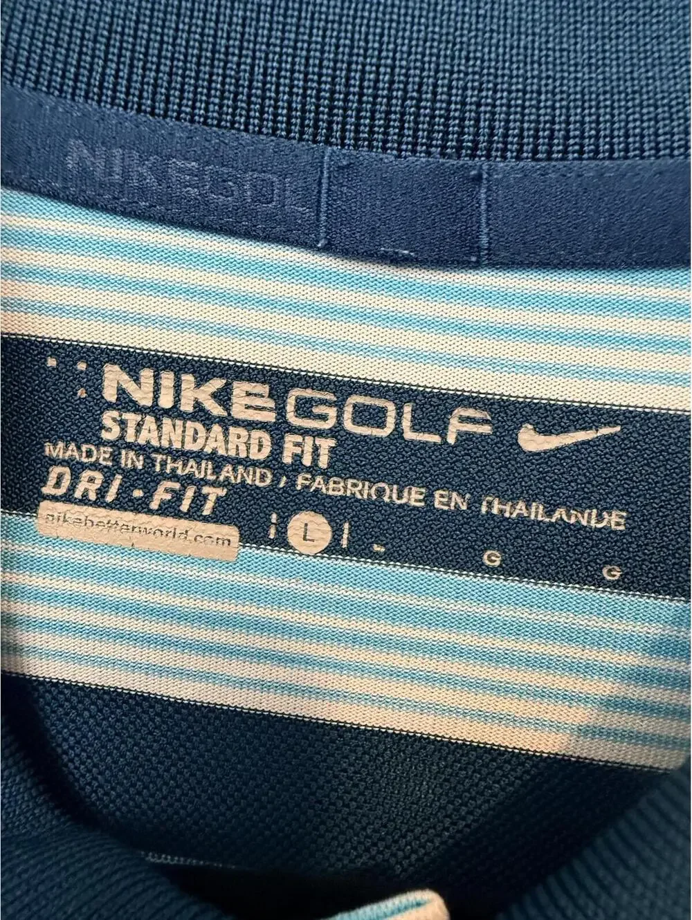 Nike Men Large Golf Polo Shirt Striped Dri-FIT Standard Fit